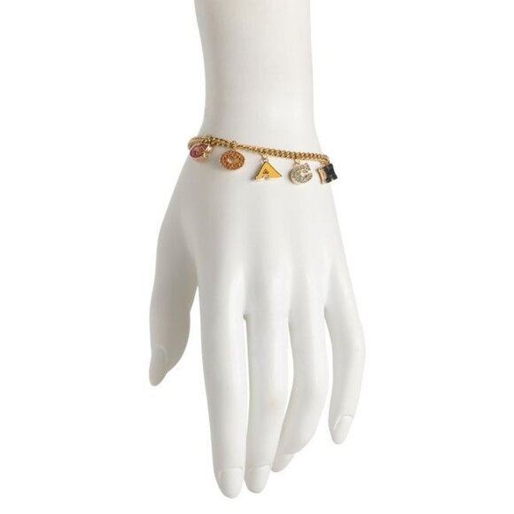 COACH Bracelet Signature Charm Pave Crystal Enamel Colorful Gold Tone NEW - Picture 3 of 12
